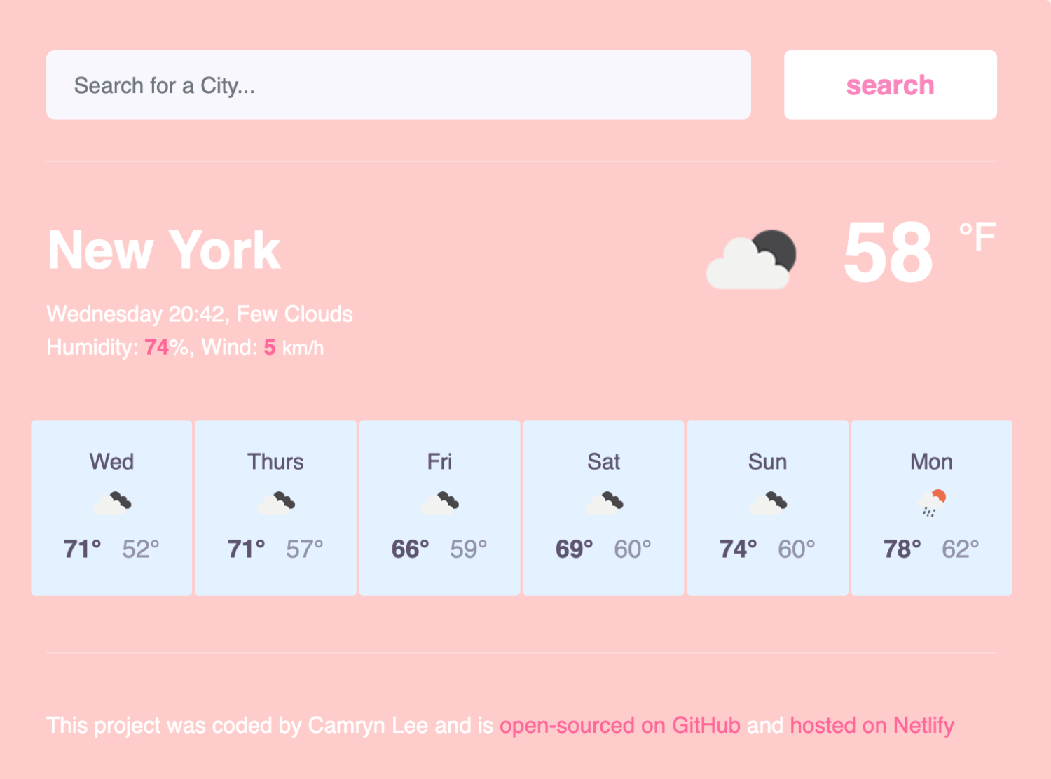 Camryn Lee's Weather project preview